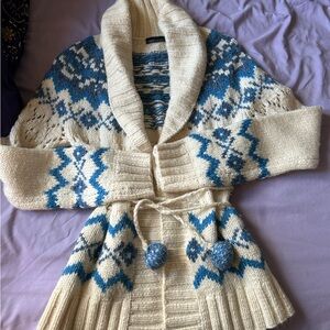 Moda International Blue and Cream Cardigan
